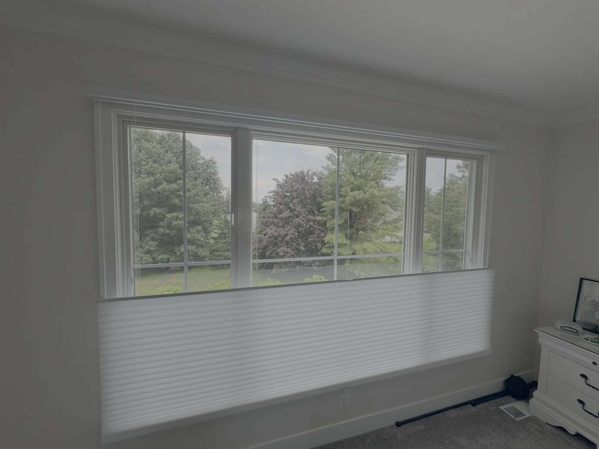 Top-down bottom-up honeycomb shade installed by Love Is Blinds